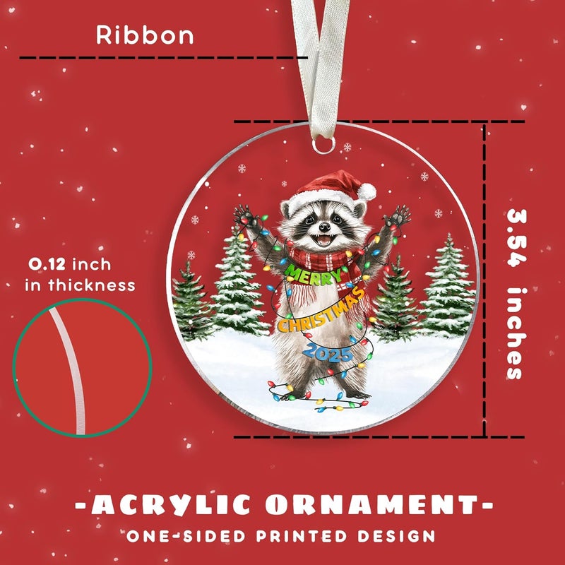 TEEBIM Raccoon Ornament - Raccoon Christmas Ornaments 2025 - Raccoons Gifts for Women Men, Gifts for Raccoons Lovers - Acrylic Animal Ornament for Tree​ - Image 2